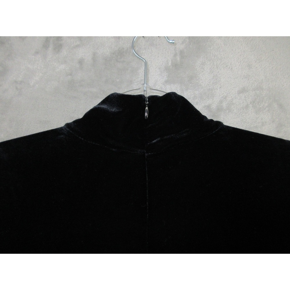 Vintage Express Dress Womens Size 6 Tricot Velvet Mock Maxi Stretch 90s Black - Picture 7 of 14